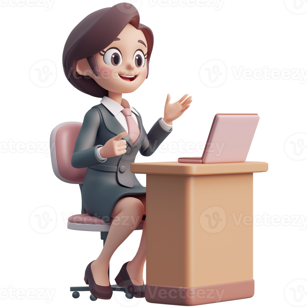 AI generated A teacher character teaching a class while sitting, cute 3d design. Suitable for education and design elements png