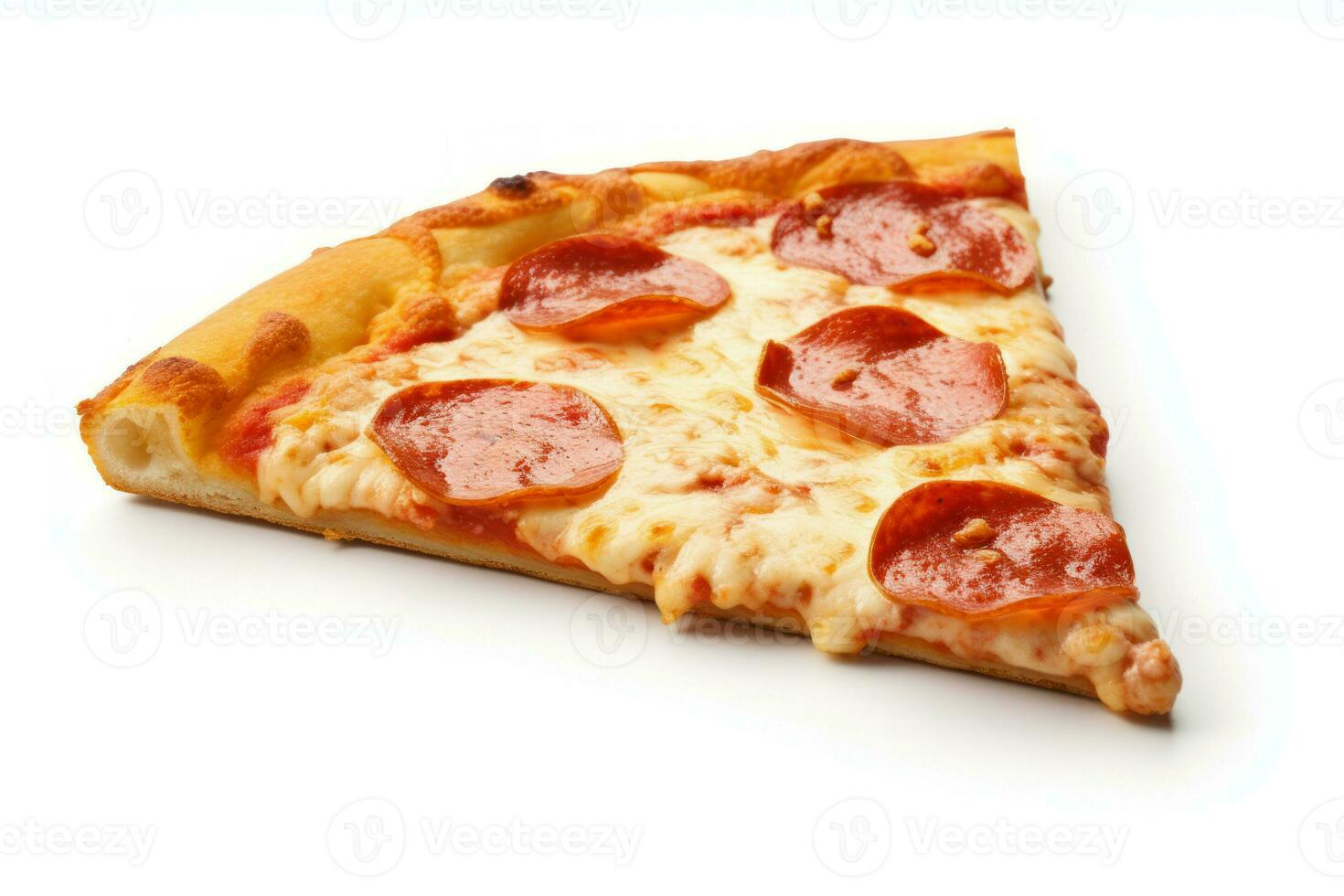 AI generated A slice of pepperoni Pizza on a white background photo