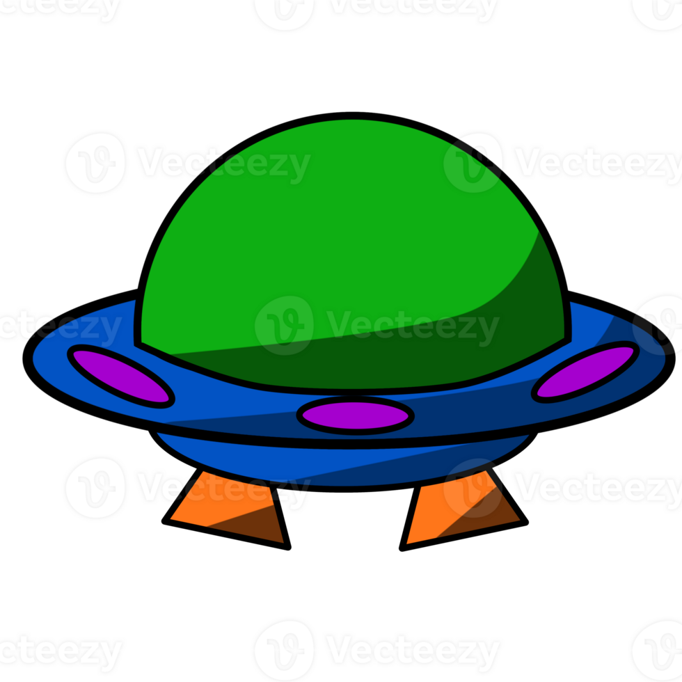 Cartoon illustration UFO cute isolated on background png
