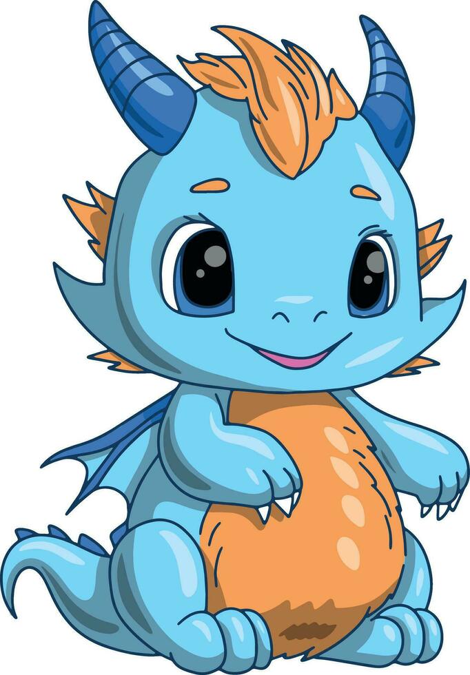 Cute little Dragon baby. Vector illustration