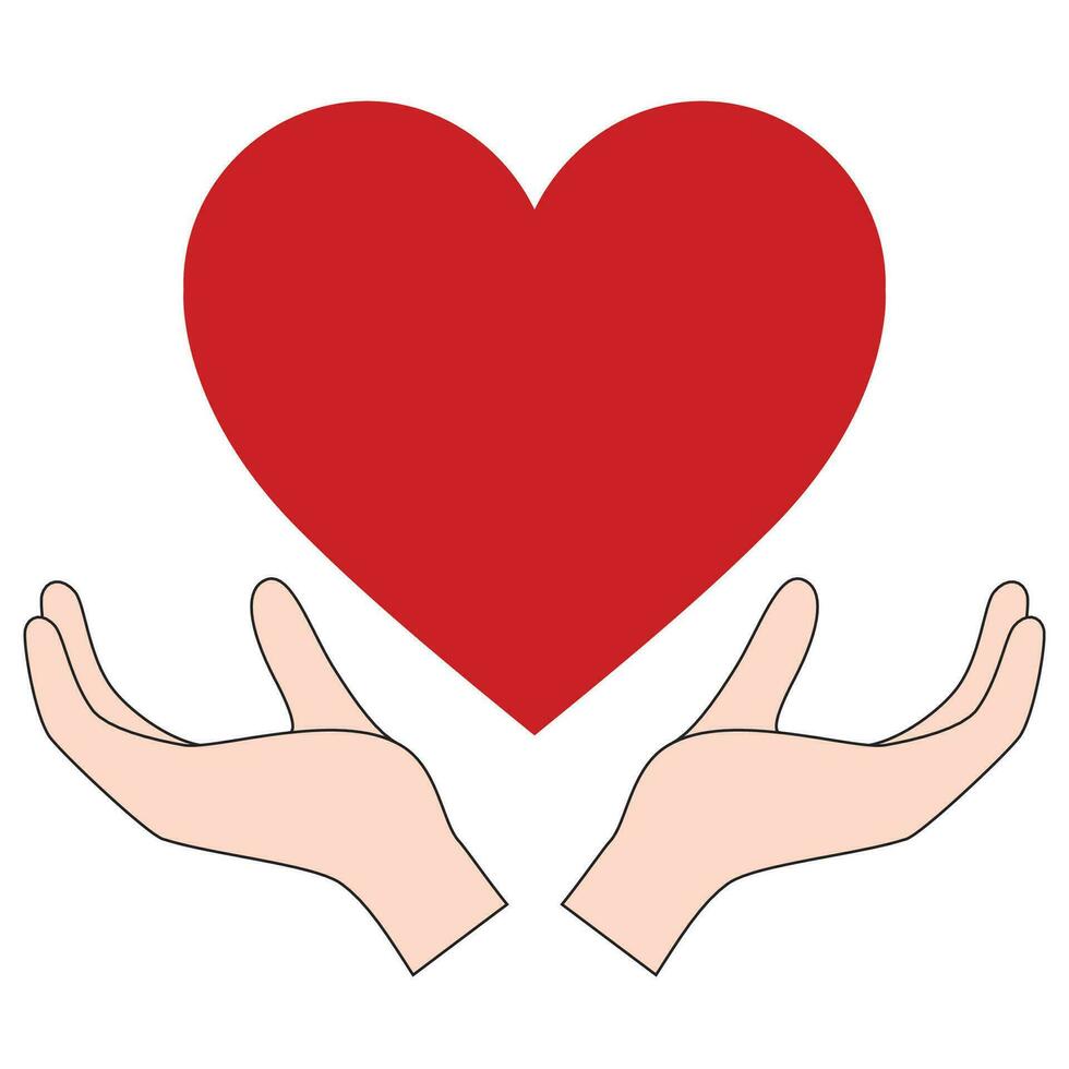 Charity logo hands supporting heart icon flat design vector illustration