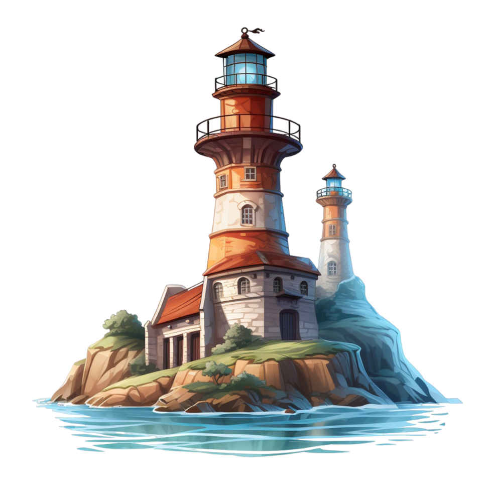 AI generated Lighthouse architecture ocean tower png