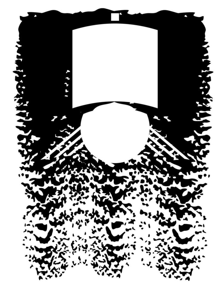 camiseta diseño presentando el silueta de un vikingo brazo con un negro pincelada antecedentes. vector