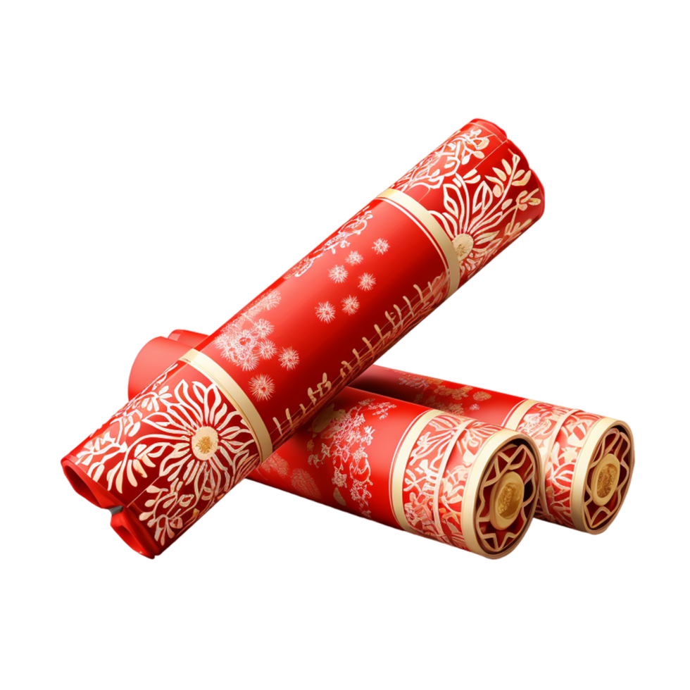 AI generated Three red cylindrical crackers png