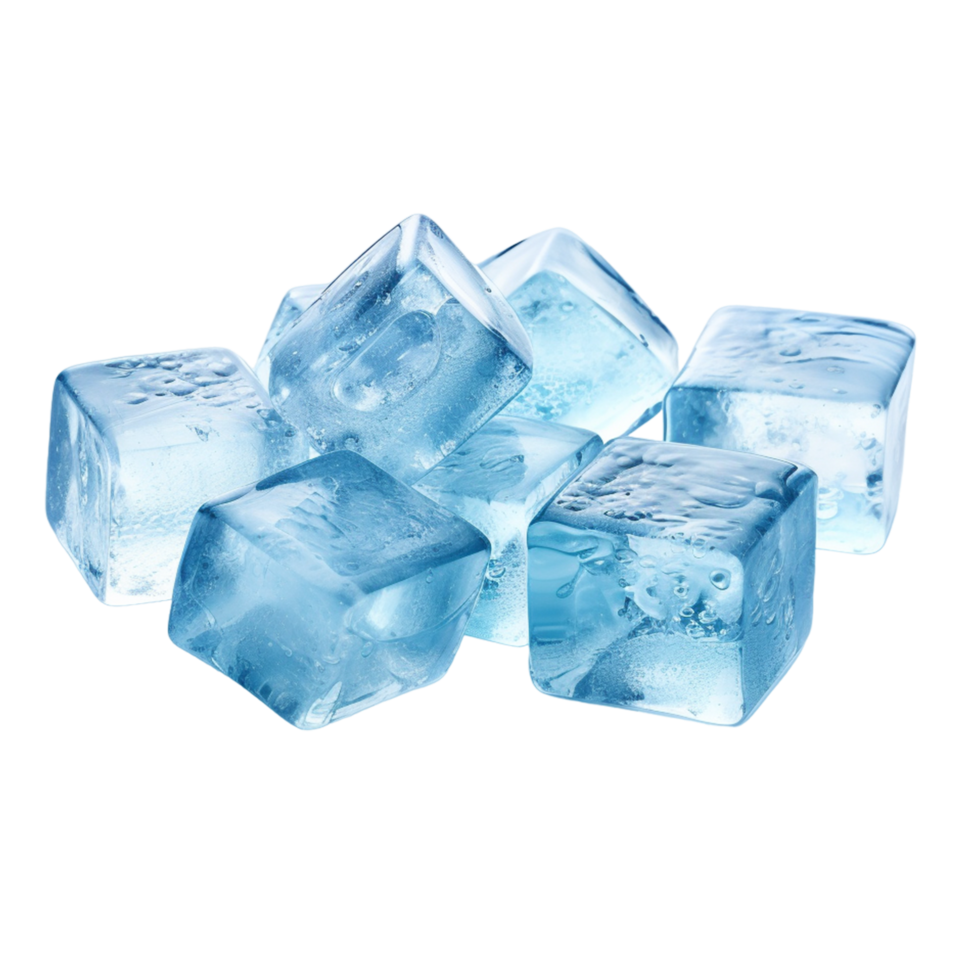 AI generated Blue cold ice cubes cutout png