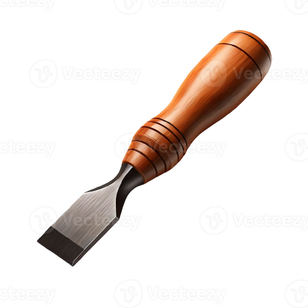 AI generated Isolated Wood Chisel hardware tool on a transparent background, PNG File Format