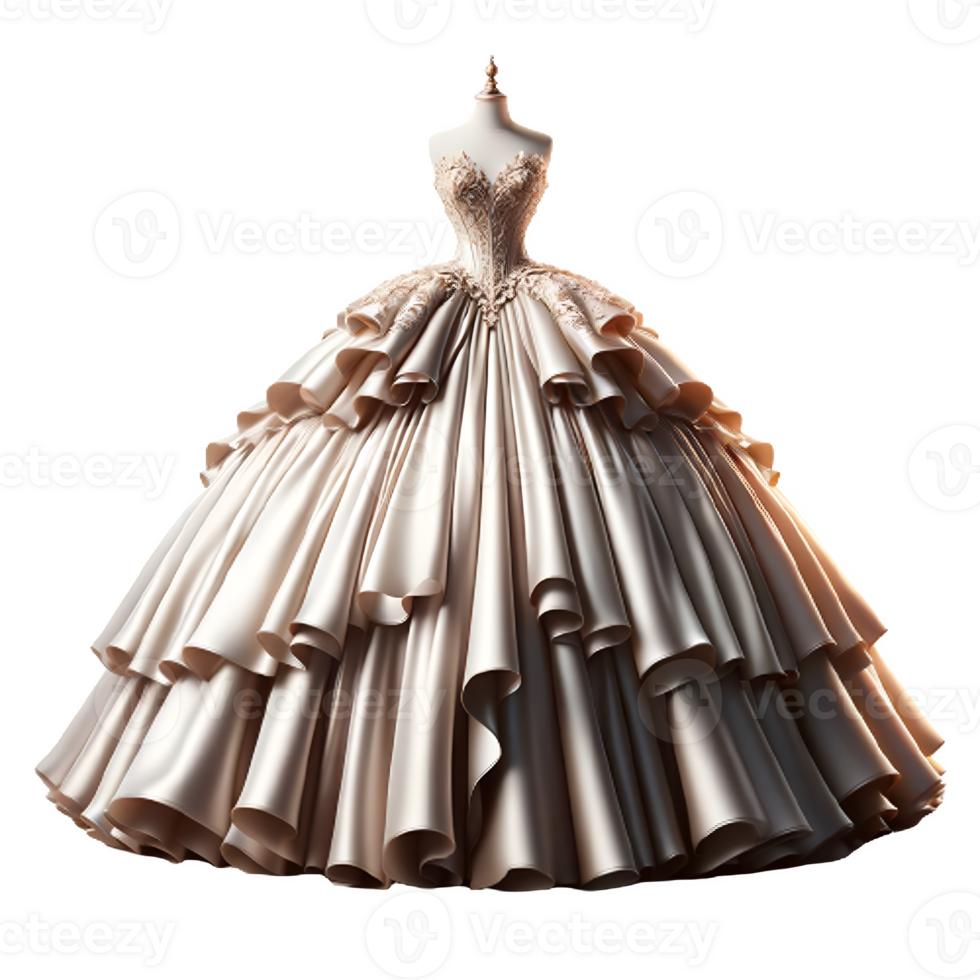 AI generated Isolated ball gown clothing item on a transparent background, PNG File Format