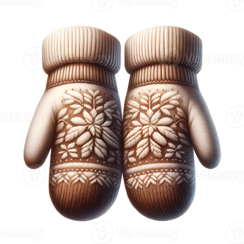 AI generated Isolated pair of Mittens clothing item on a transparent background, PNG File Format