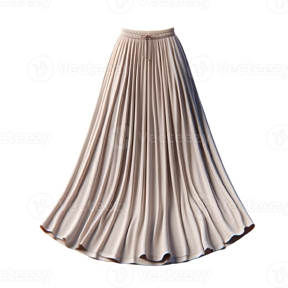 AI generated Isolated maxi skirt clothing item on a transparent background, PNG File Format