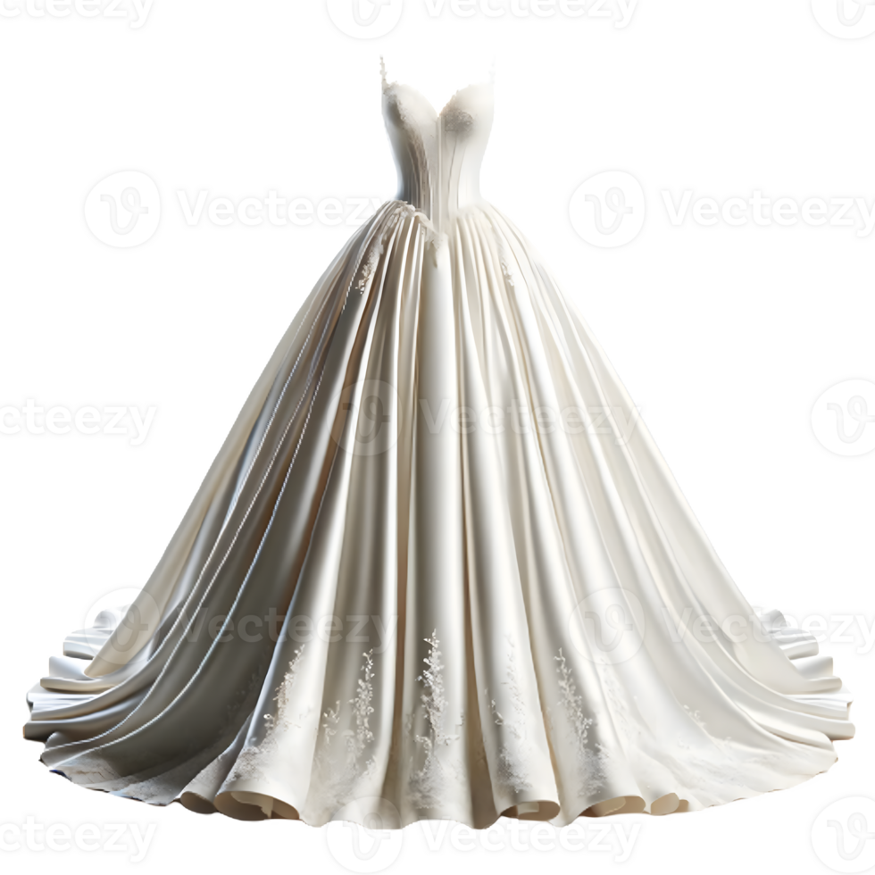 AI generated Isolated wedding dress fashion piece of clothing on a transparent background, PNG File Format
