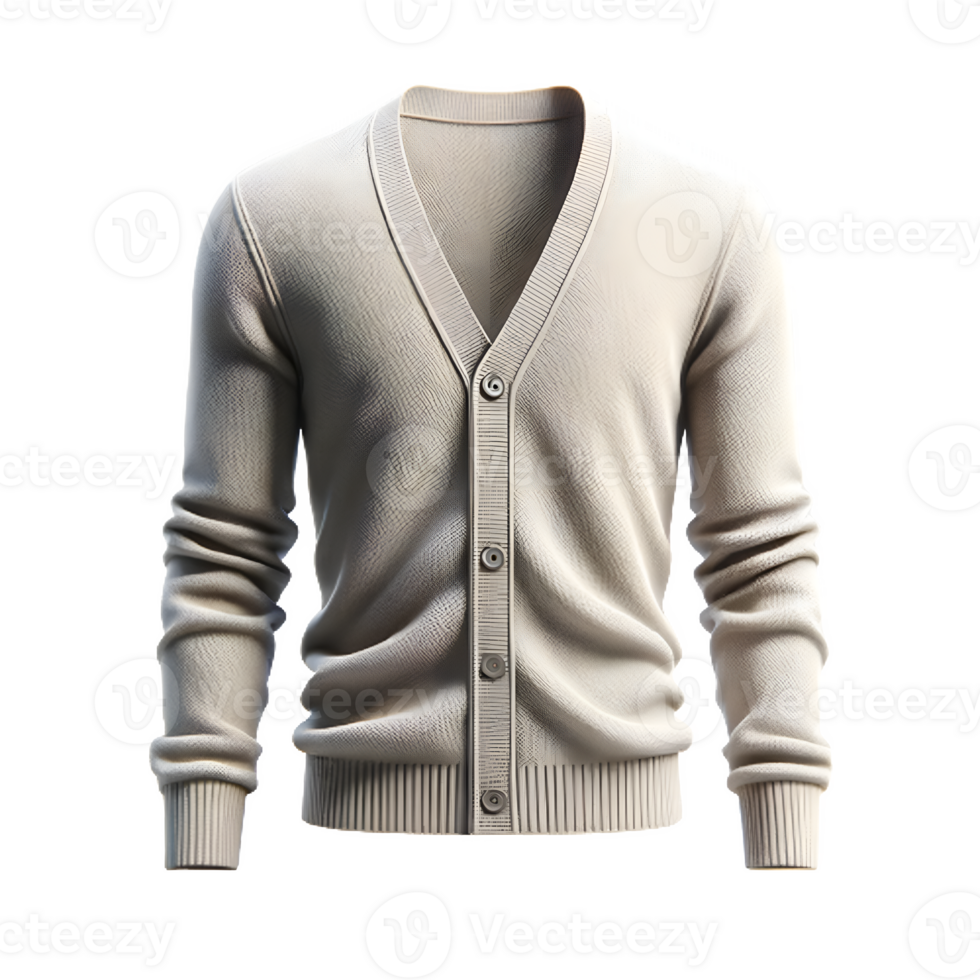 AI generated Isolated cardigan fashion piece of clothing on a transparent background, PNG File Format