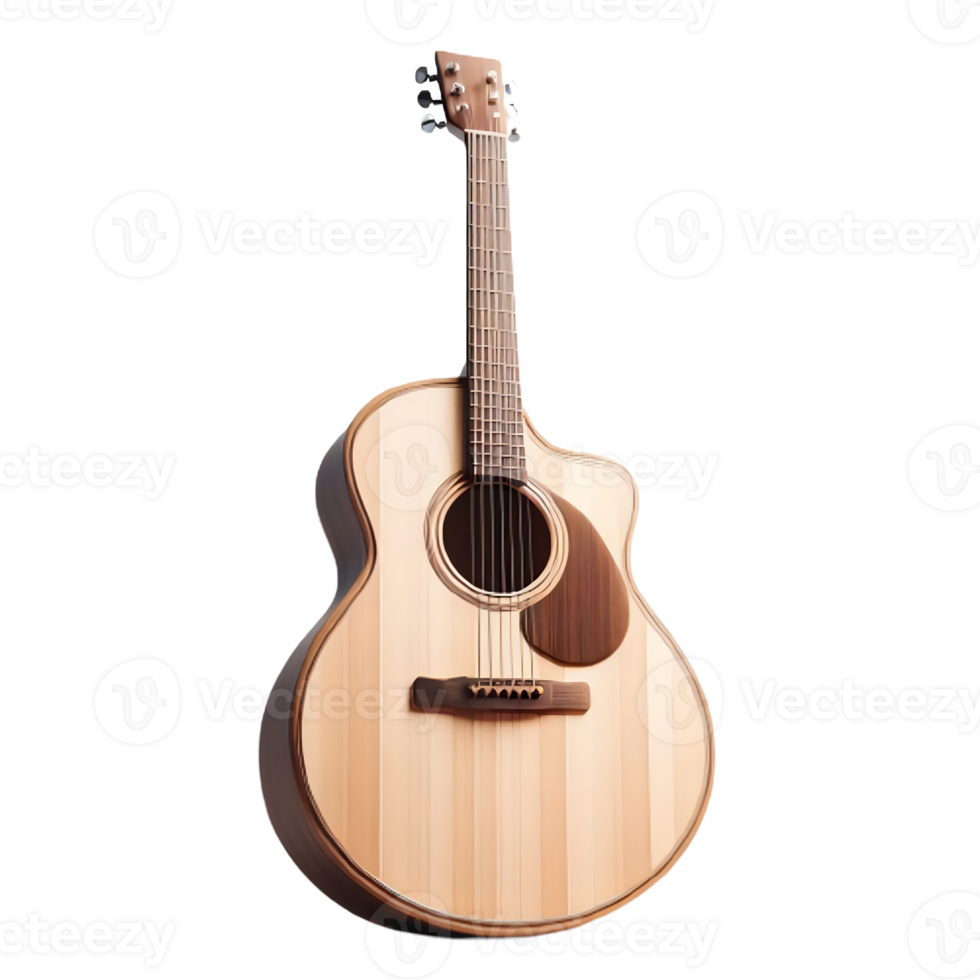 AI generated An isolated acoustic guitar musical instrument cutout object on transparent background, PNG file