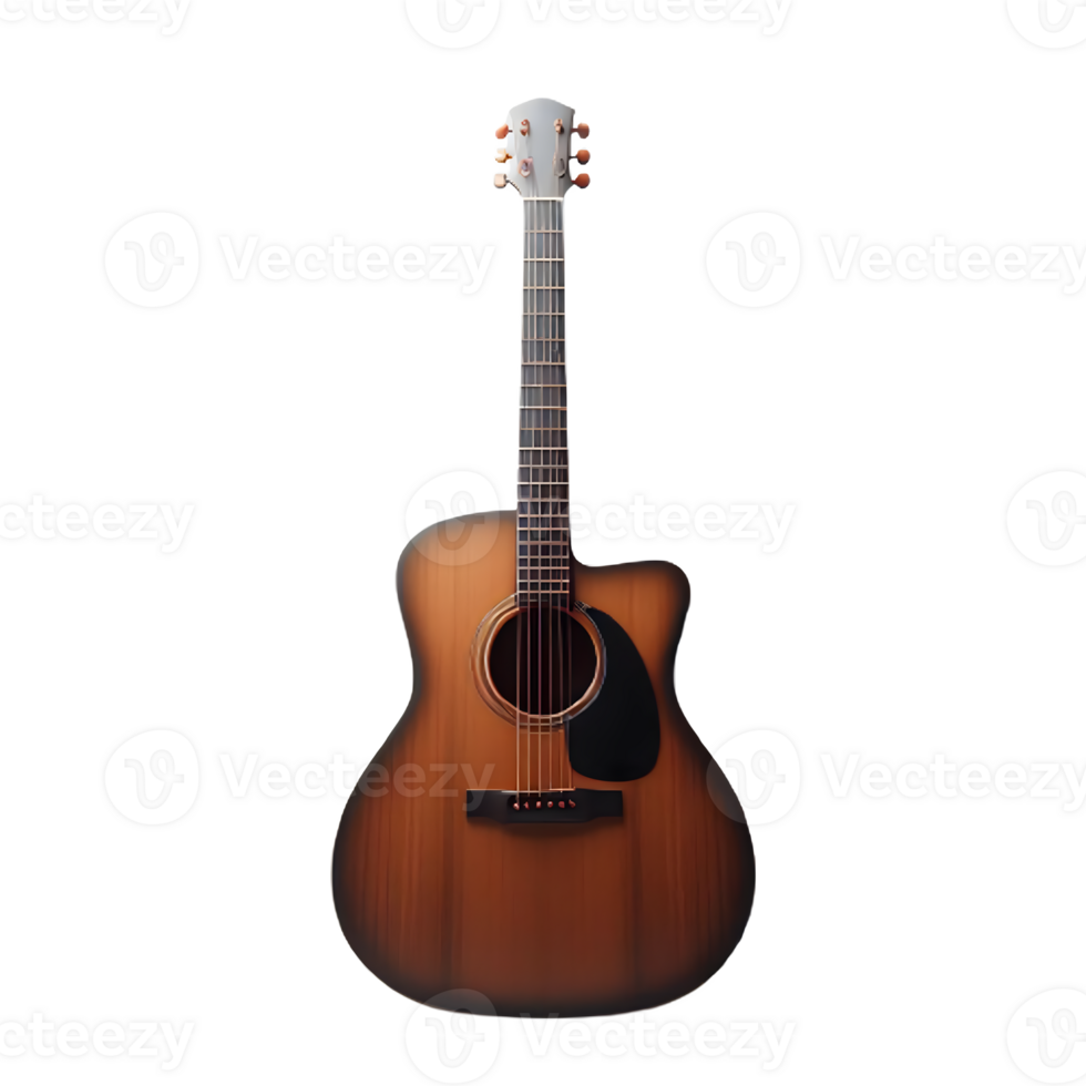 AI generated An isolated acoustic guitar musical instrument cutout object on transparent background, PNG file