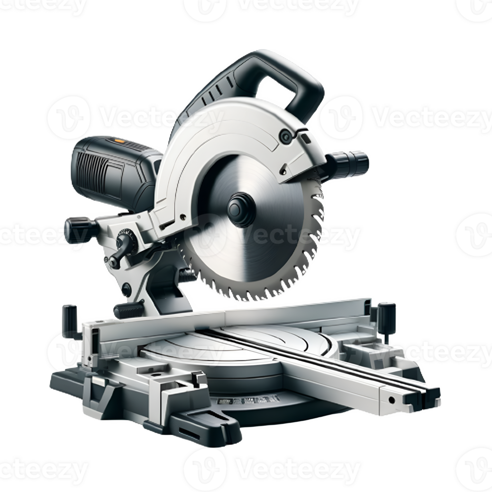 AI generated Isolated Miter Saw hardware tool on a transparent background, PNG File Format