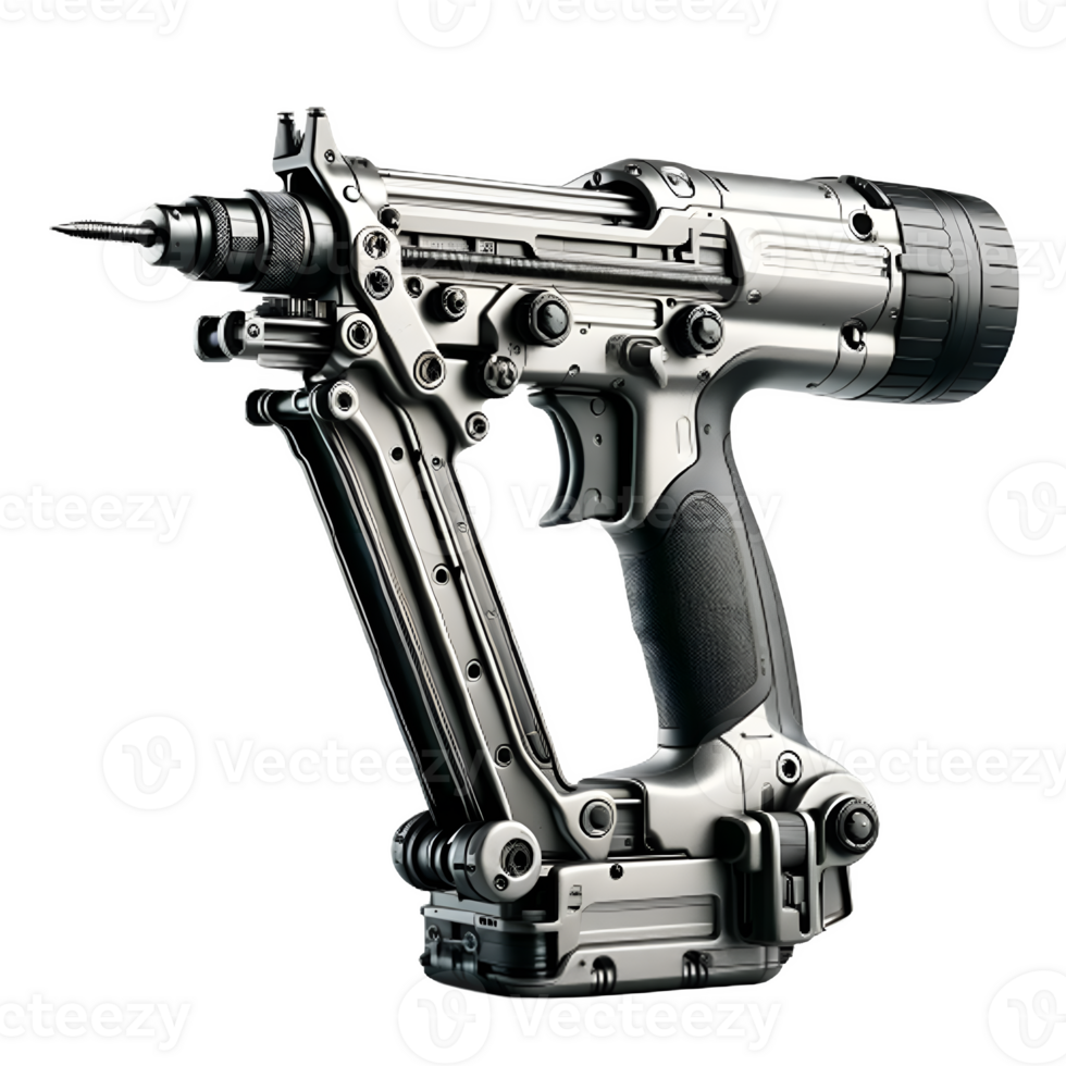 AI generated Isolated Nail Gun hardware tool on a transparent background, PNG File Format
