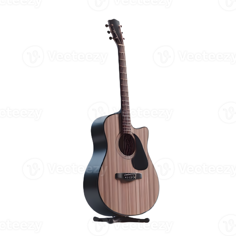 AI generated An isolated acoustic guitar musical instrument cutout object on transparent background, PNG file