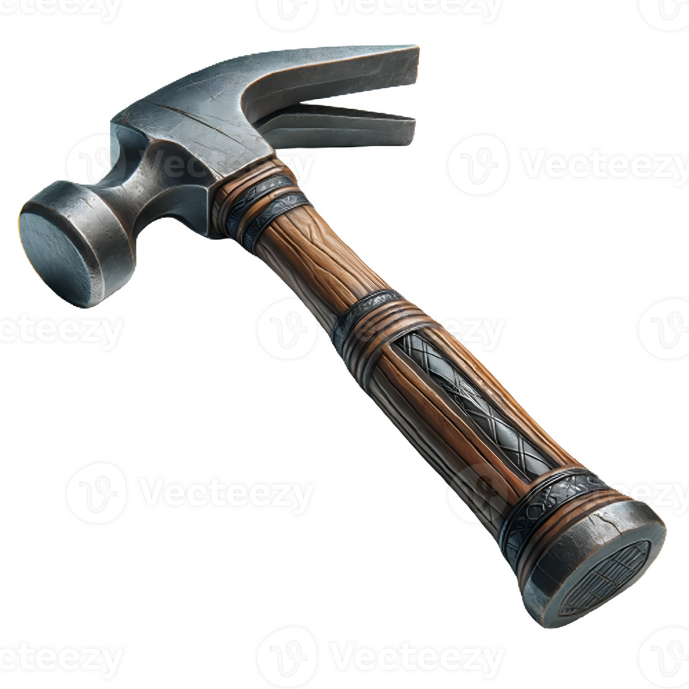 AI generated Isolated Claw Hammer hard ware tool on a transparent background, PNG File Format