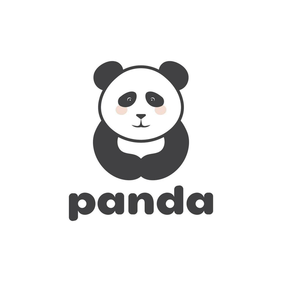 Cute Panda Silhouette Logo Template vector