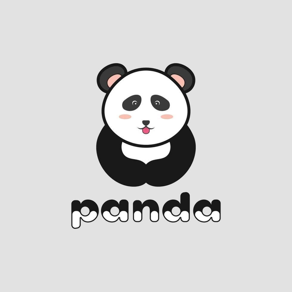 linda panda silueta logo modelo vector