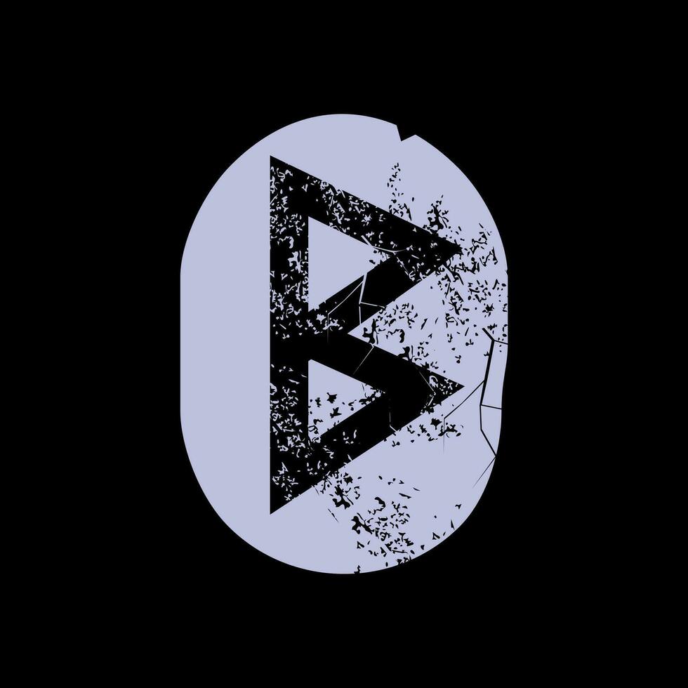 T-shirt design of the runic letter called Berkano carved in stone. Ancient alphabet to tell the future. vector