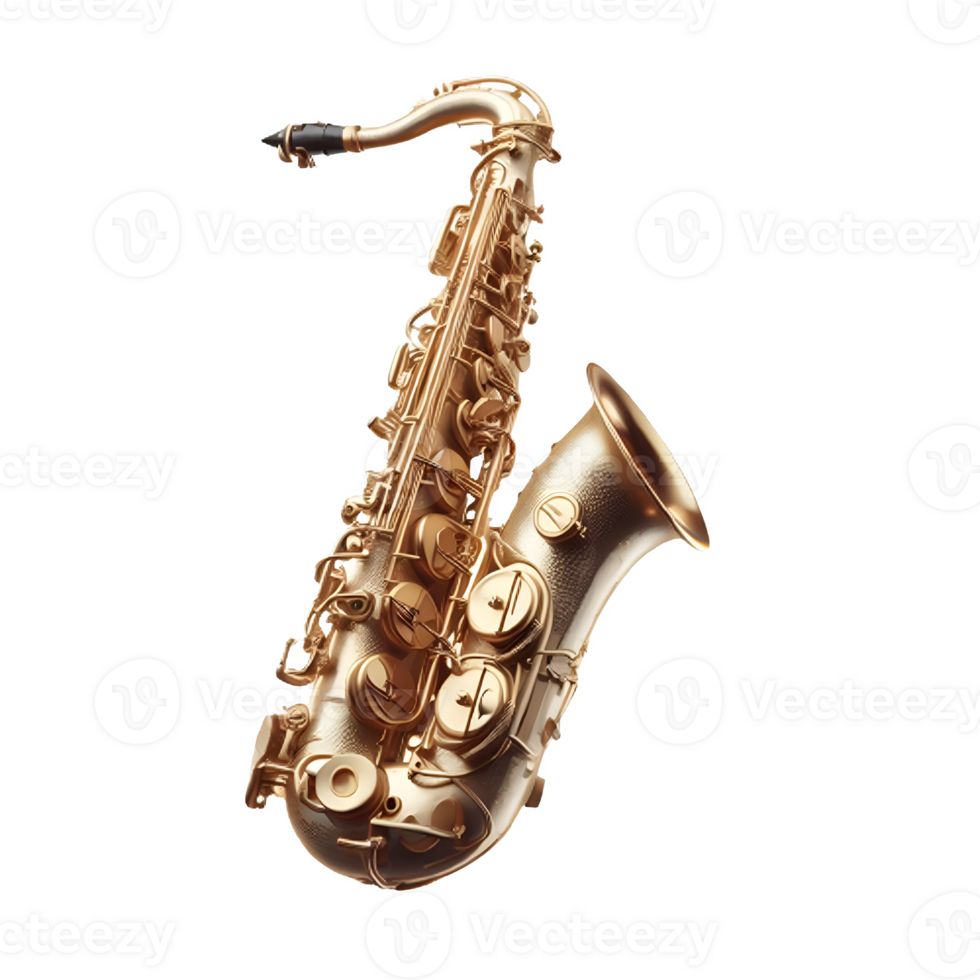 AI generated An isolated alto saxophone musical instrument cutout object on transparent background, PNG file