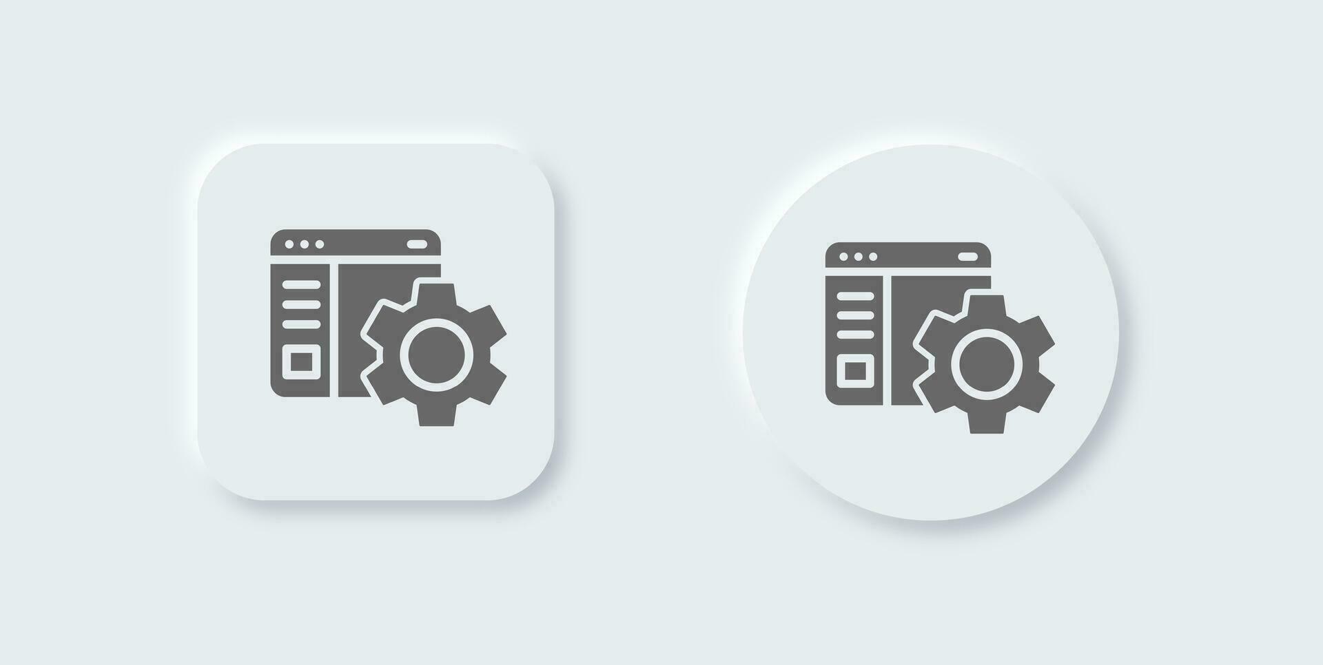 Configuration solid icon in neomorphic design style. Setting signs vector illustration.