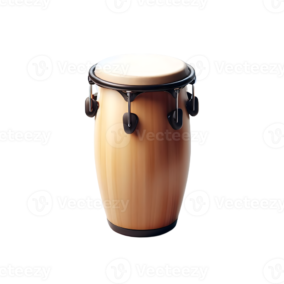 AI generated An isolated bongos musical instrument cutout object on transparent background, PNG file