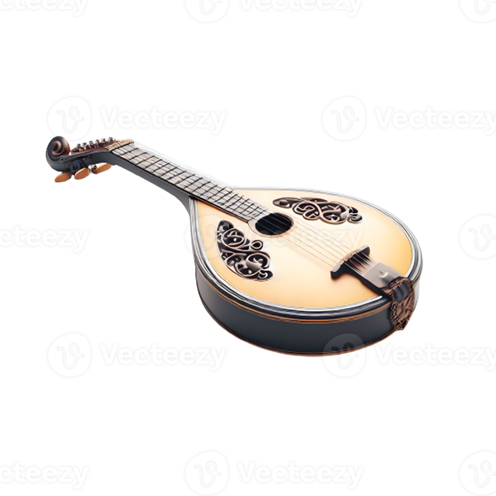 AI generated An isolated mandolin musical instrument cutout object on transparent background, PNG file