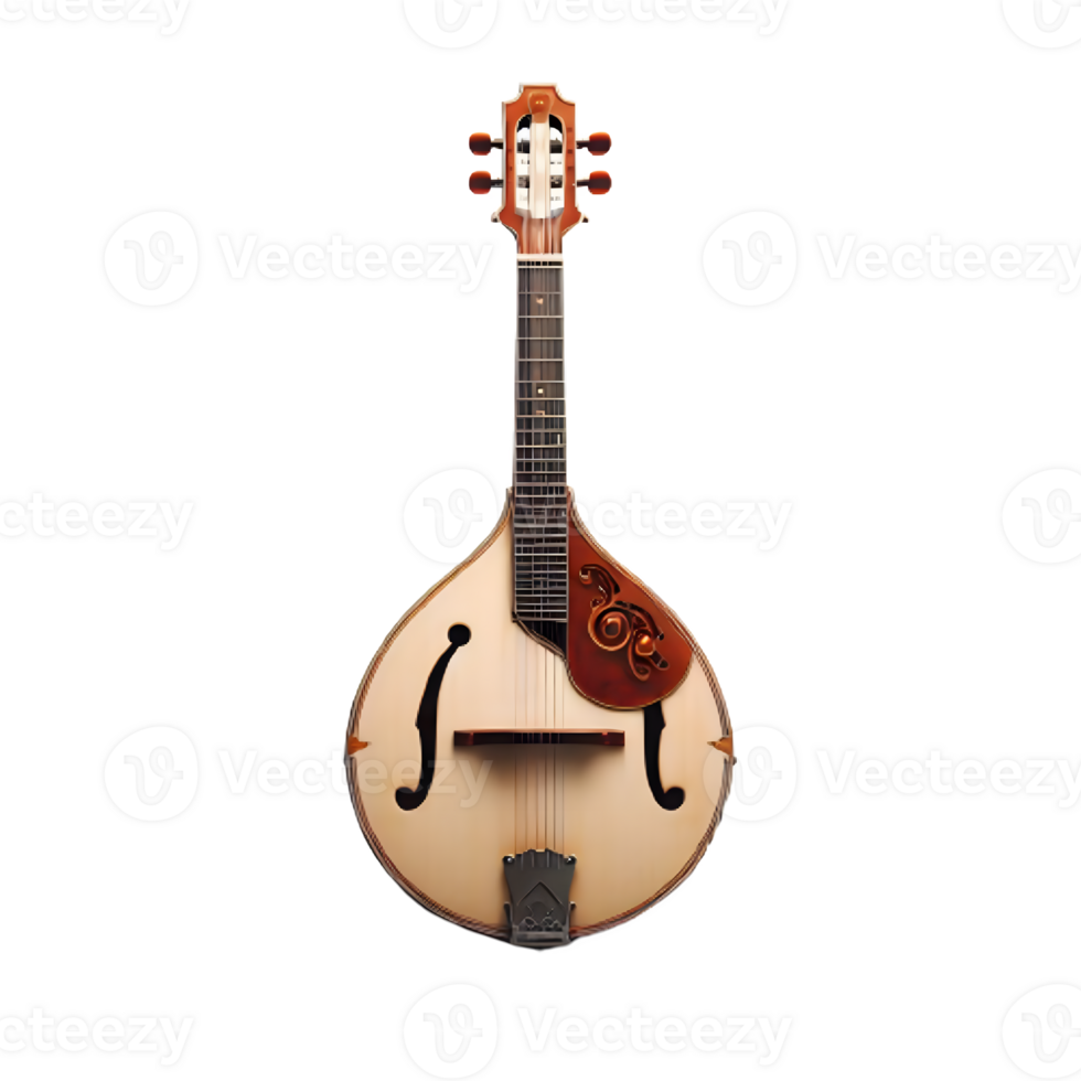 AI generated An isolated mandolin musical instrument cutout object on transparent background, PNG file