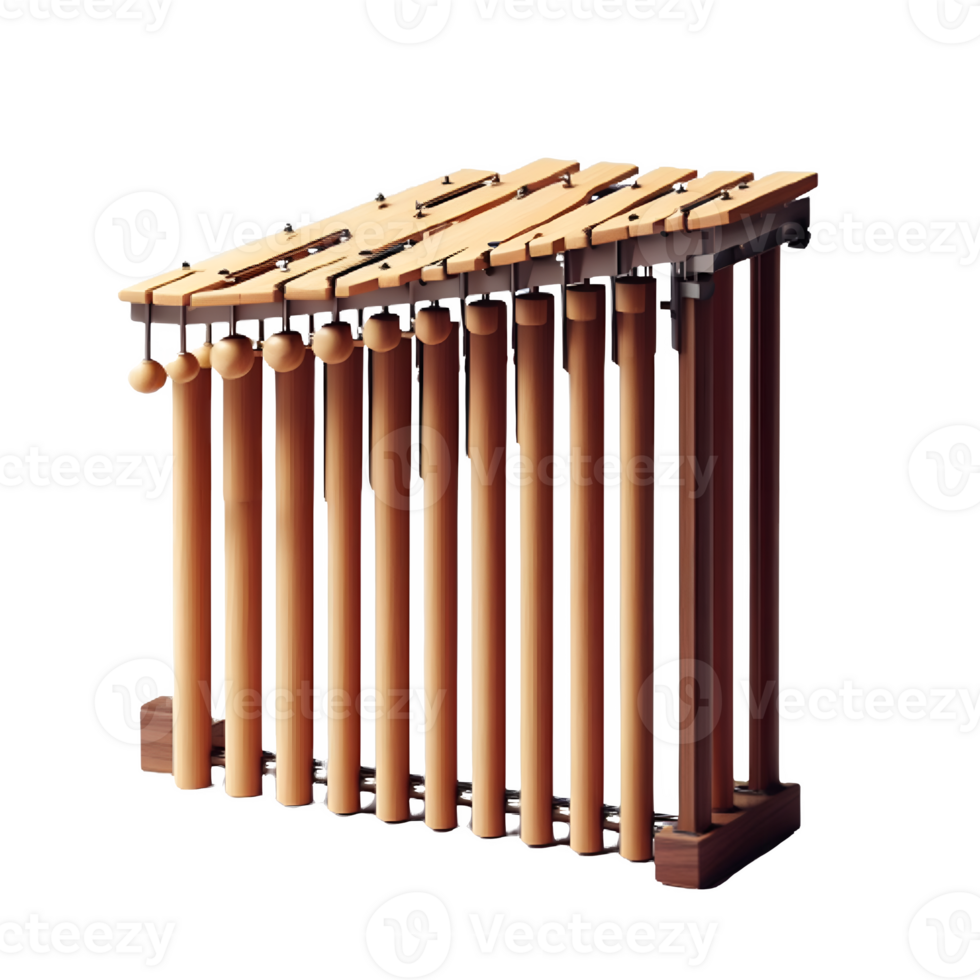 AI generated An isolated marimba musical instrument cutout object on transparent background, PNG file