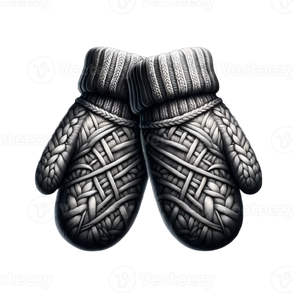 AI generated Isolated pair of Mittens fashion piece of clothing on a transparent background, PNG File Format