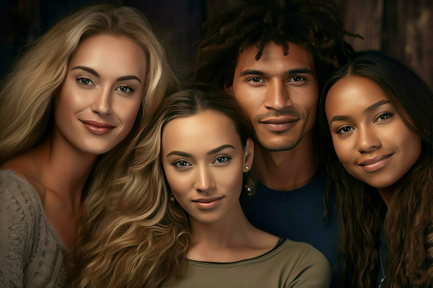 AI generated diverse group of young youths students photo