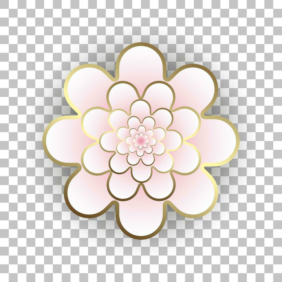 A Vector pink flower on transparent background, red paper cut flower for Happy Chinese new year background vector, illustration