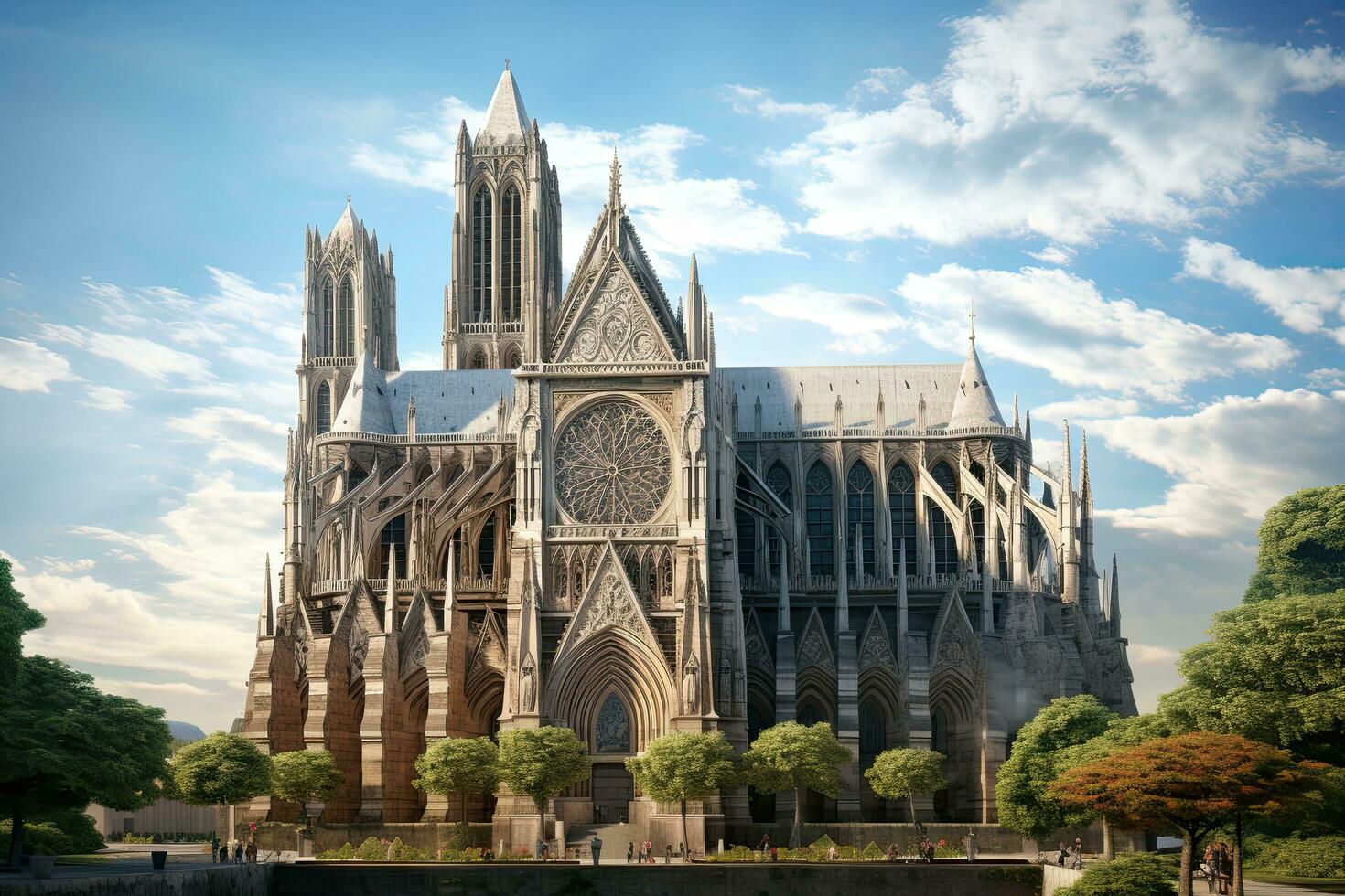 AI generated Notre Dame Cathedral in Paris, France. Notre Dame is a Roman Catholic cathedral in Paris, France, AI Generated photo