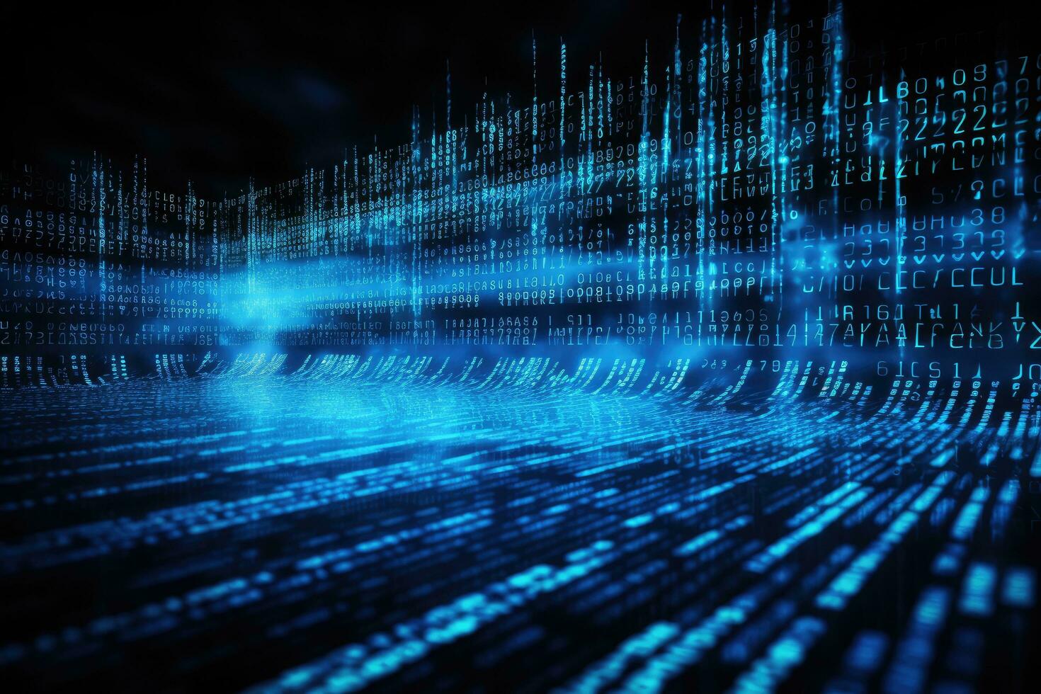AI generated Blue matrix digital background. Abstract cyberspace concept. 3D Rendering, AI Generated photo
