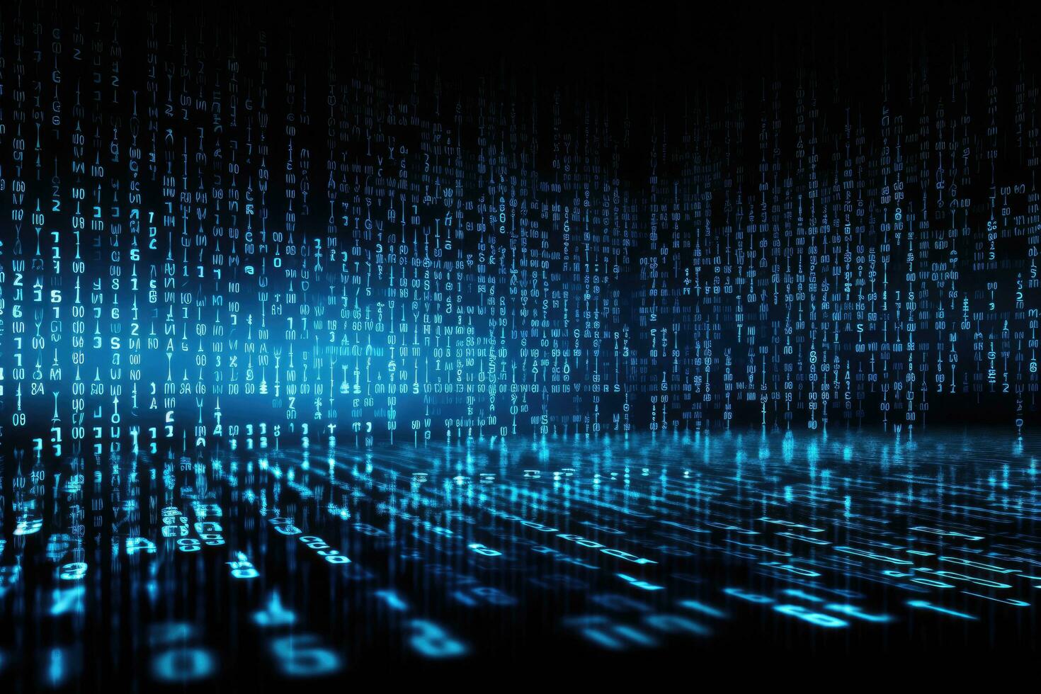 AI generated Abstract binary code on a dark background. The concept of the future, AI Generated photo