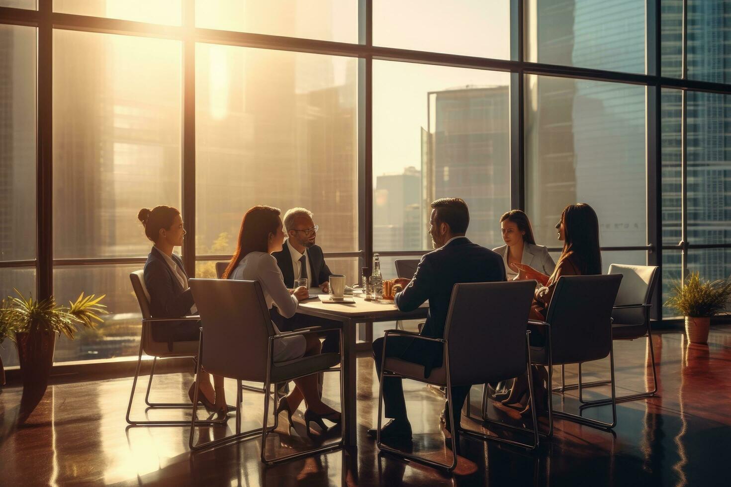 AI generated Group of business people having a meeting in a modern meeting room, AI Generated photo