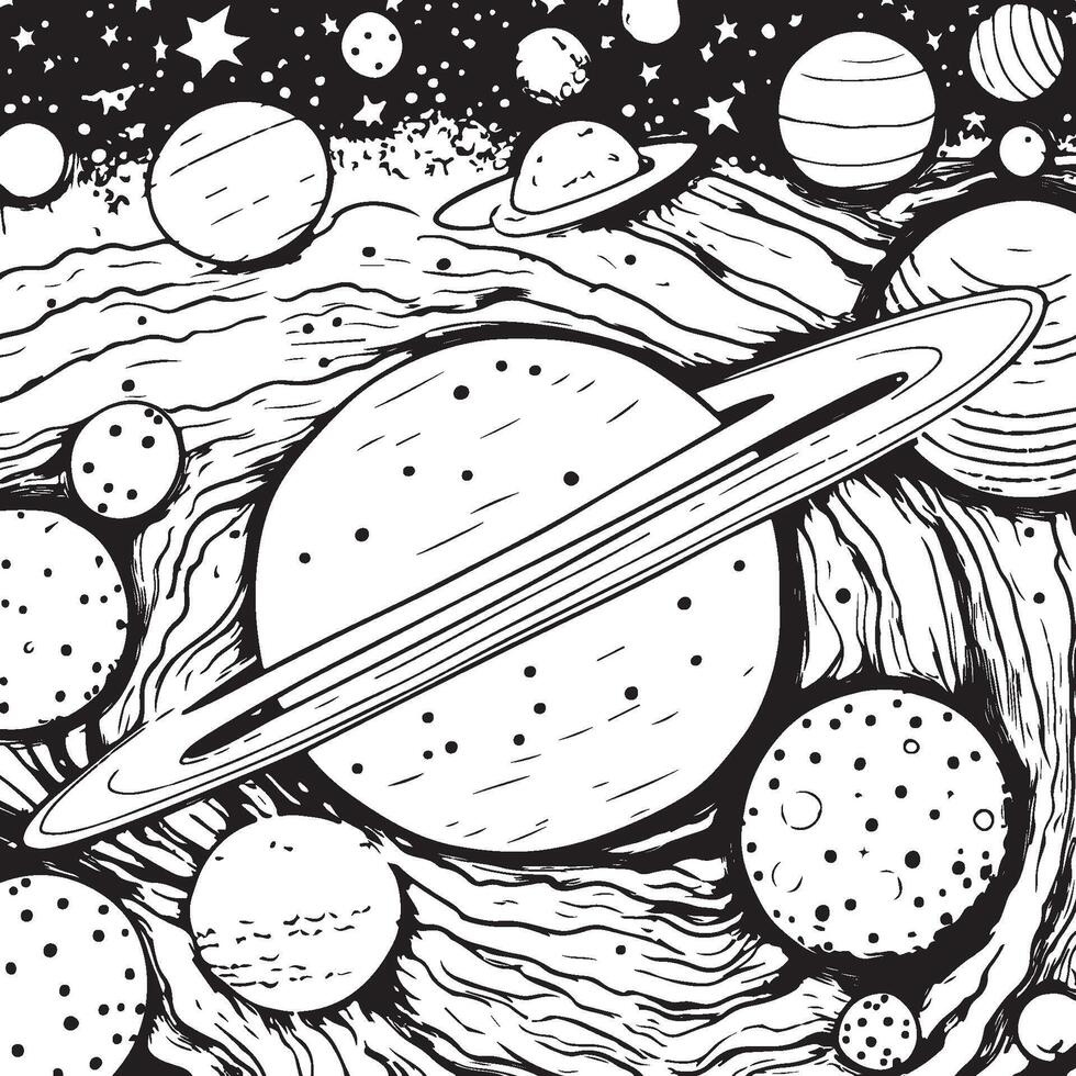 Outer space galaxy coloring page 36115060 Vector Art at Vecteezy