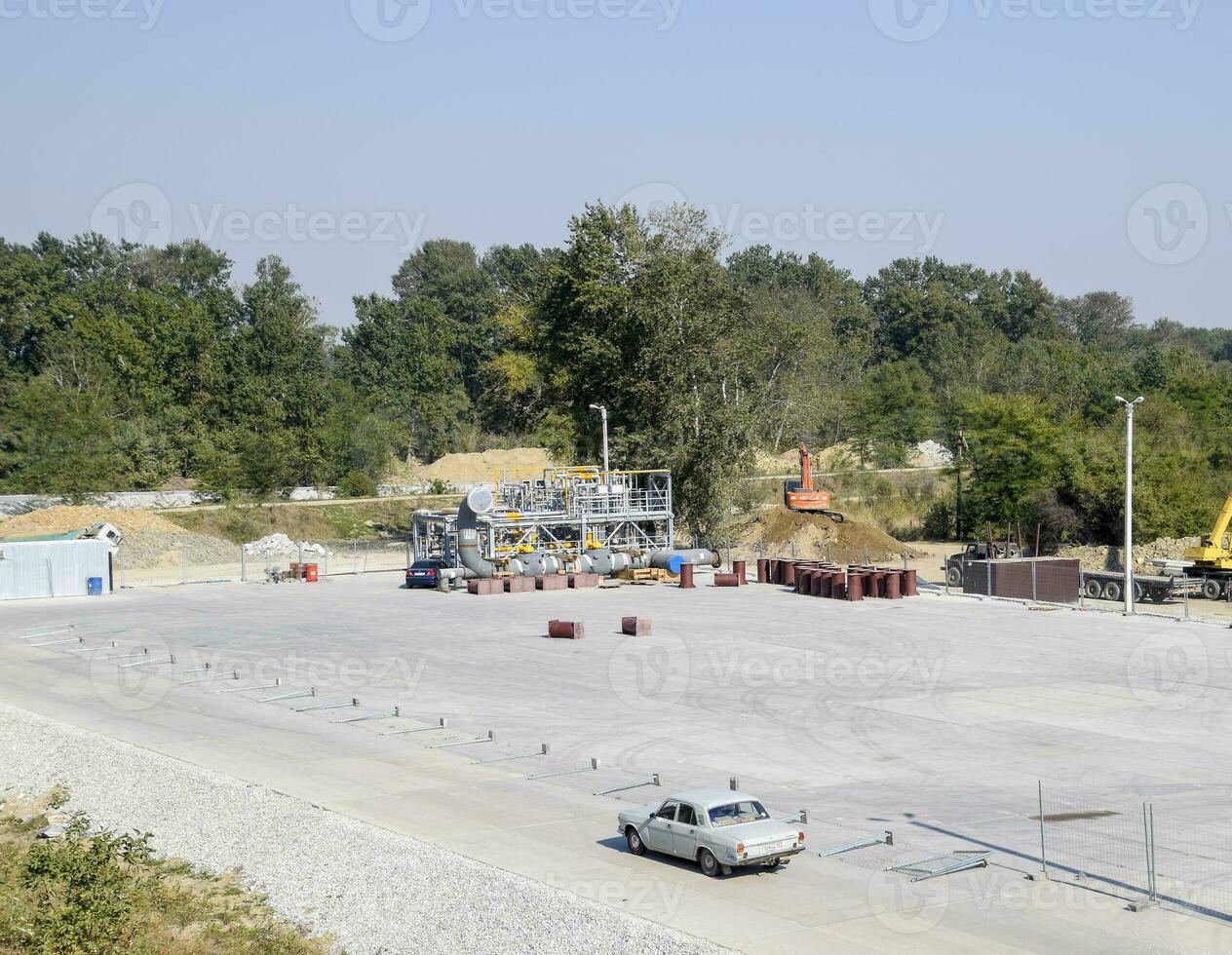 Installation of gas separation and purification. Construction of an oil and gas station. photo