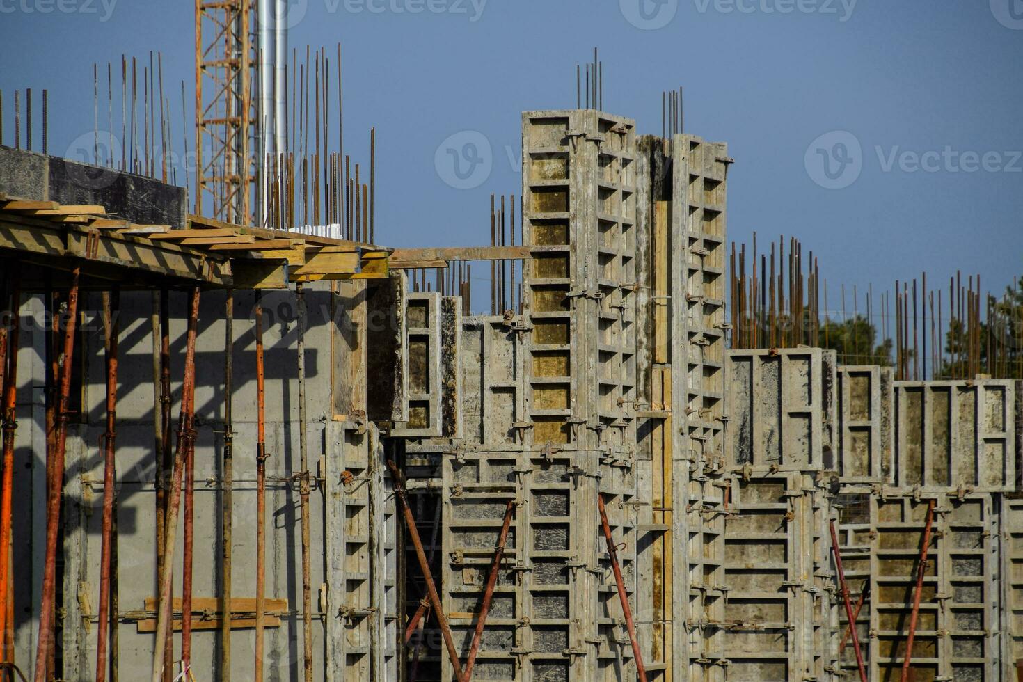 Construction of a residential building, reinforced concrete structures photo