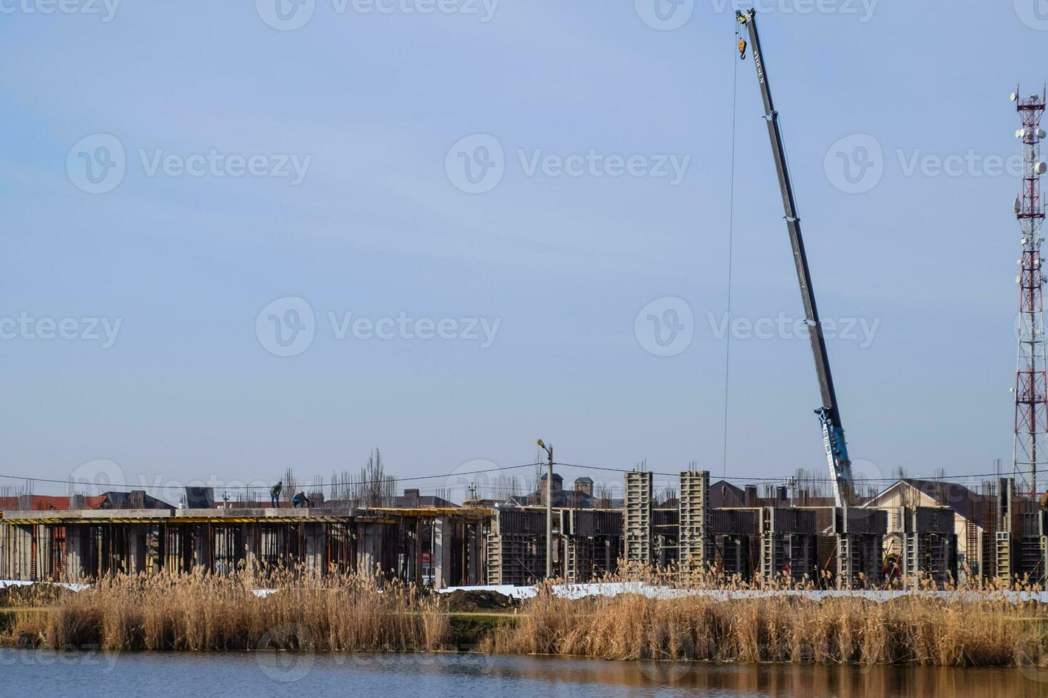 construcción de un residencial edificio, reforzado hormigón estructuras foto