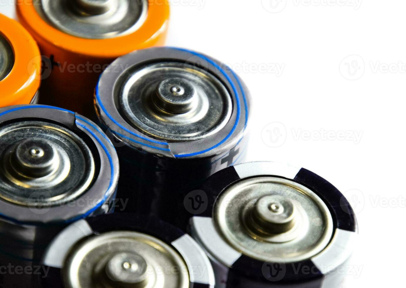 Salt and alkaline batteries, source of energy for portable technology. AAA and AA batteries photo