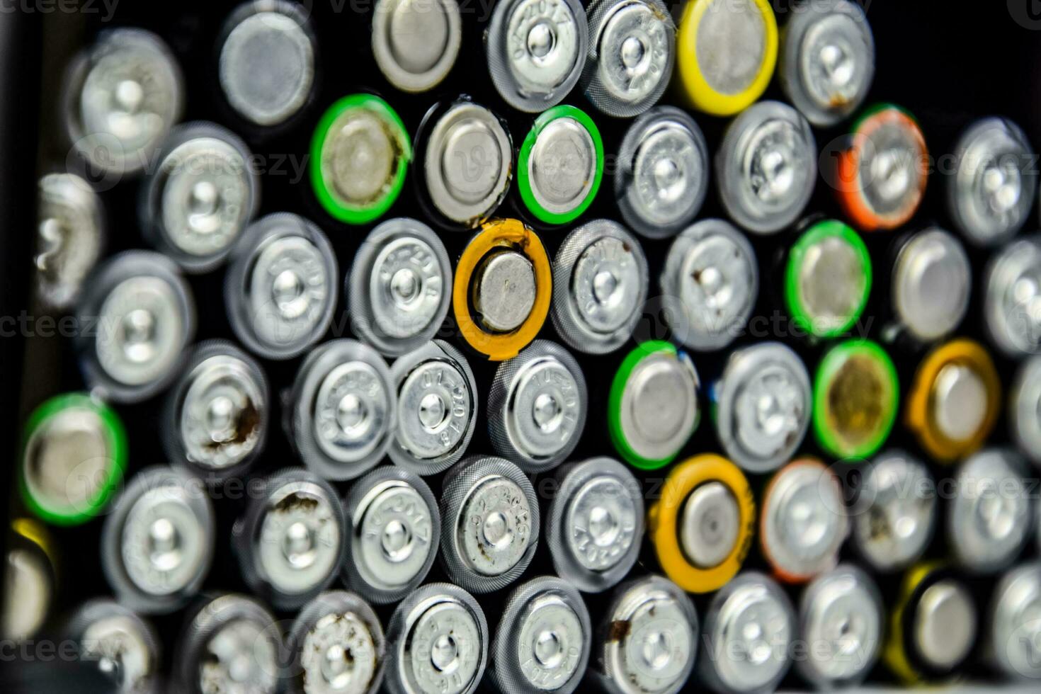 Salt and alkaline batteries, source of energy for portable technology. AAA and AA batteries photo