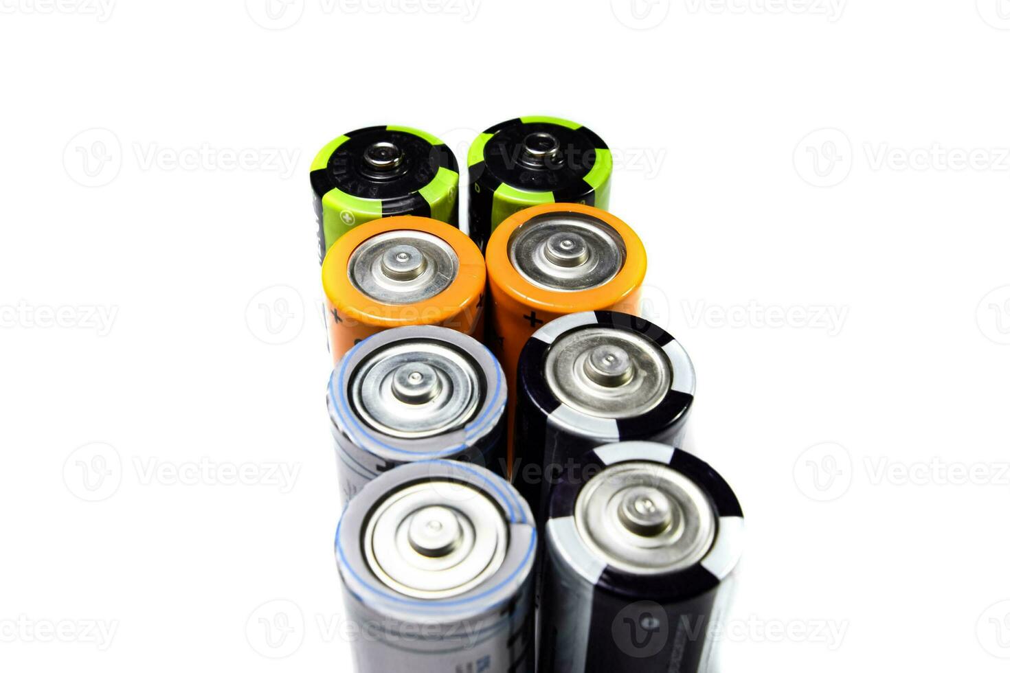 Salt and alkaline batteries, source of energy for portable technology. AAA and AA batteries photo