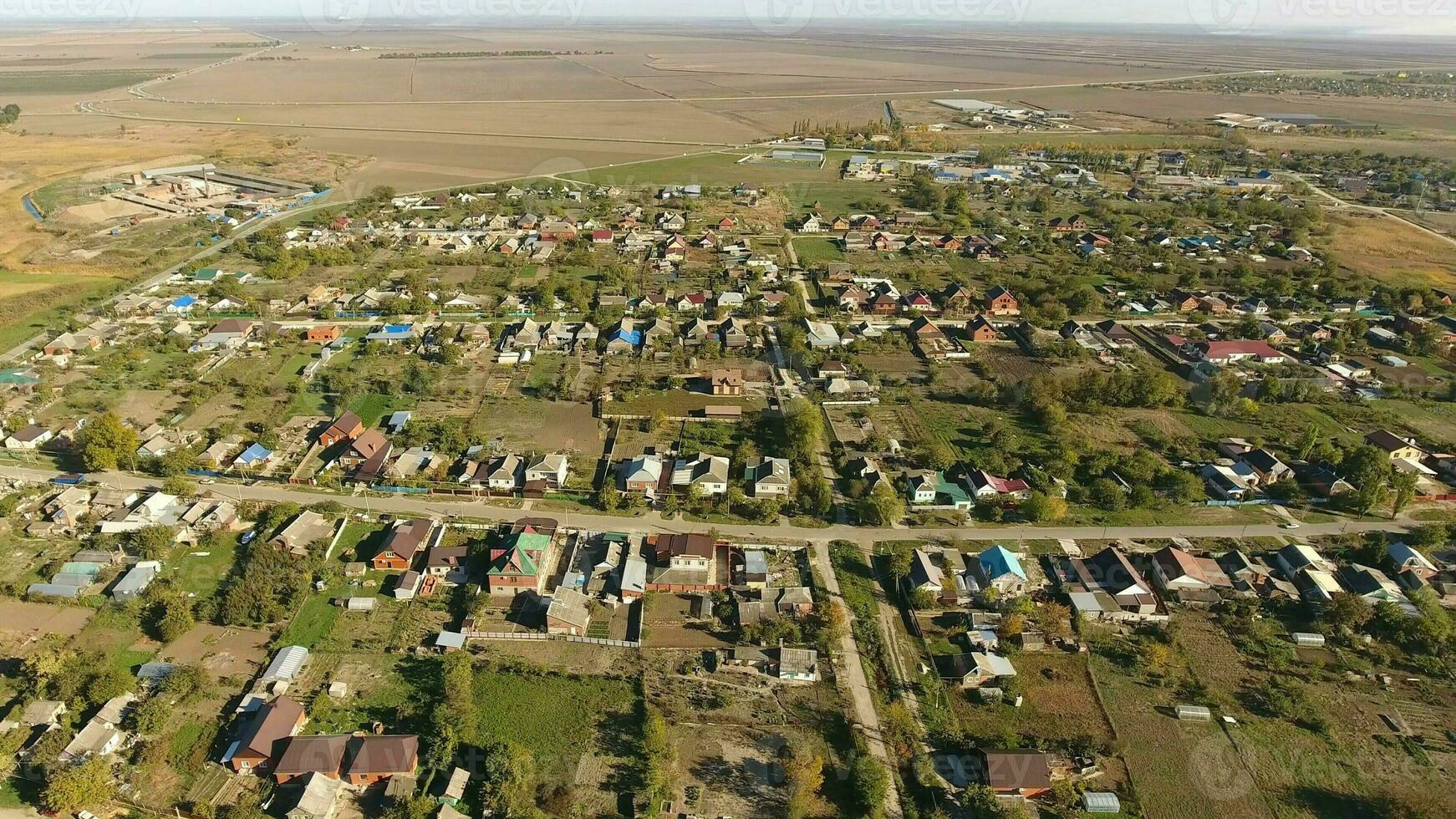 Top view of the village. The village of Poltavskaya. photo