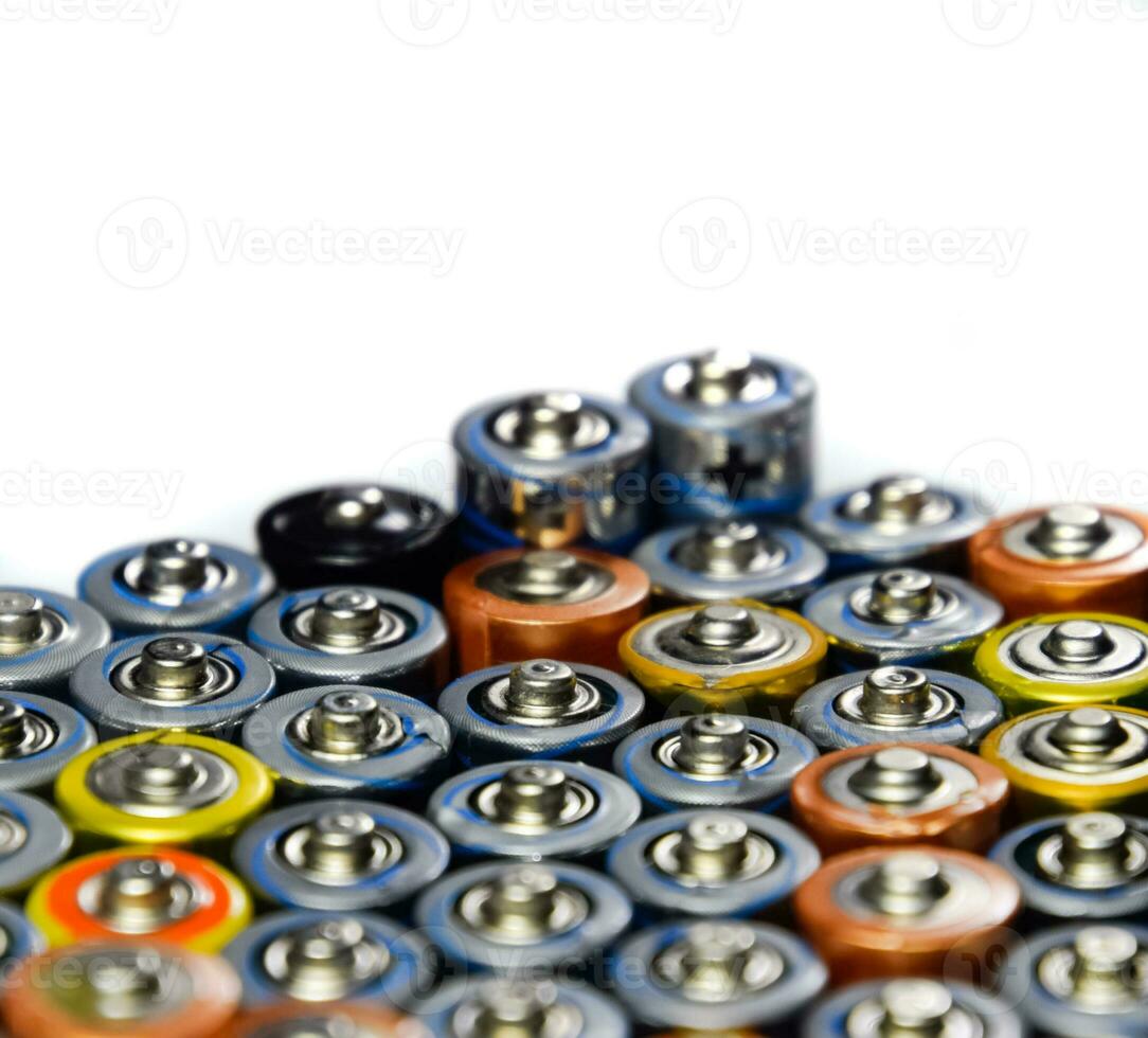 Salt and alkaline batteries, source of energy for portable technology. AAA and AA batteries photo