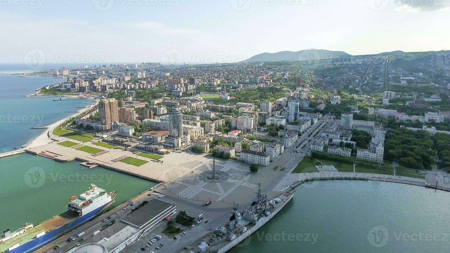 Top view of the marina and quay of Novorossiysk photo