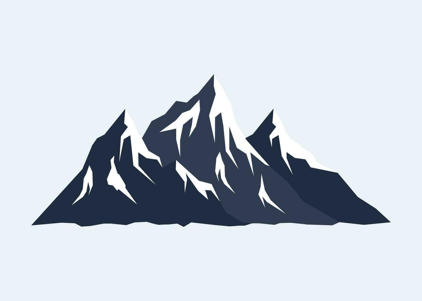 Tres capa nieve montaña en oscuro azul color paisaje vector