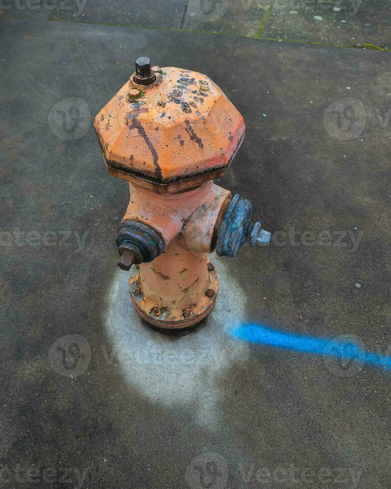 Fire hydrant stands tall on a city street in Portland, USA, symbolizing safety, emergency preparedness photo