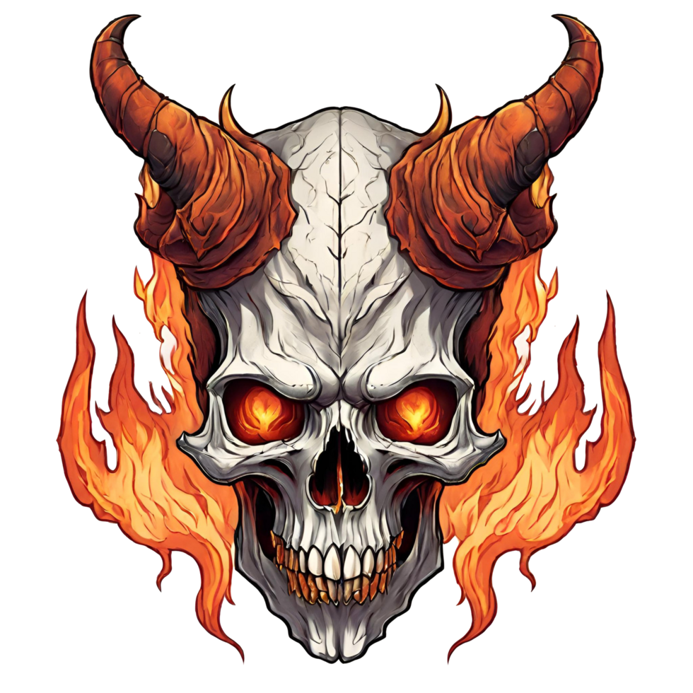 AI generated devil horned skull head png